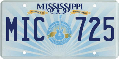 MS license plate MIC725