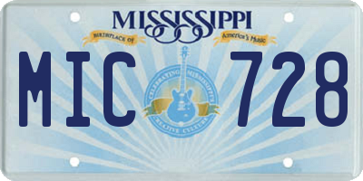 MS license plate MIC728