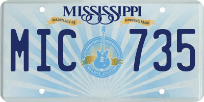 MS license plate MIC735