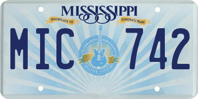 MS license plate MIC742