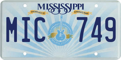 MS license plate MIC749