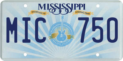 MS license plate MIC750