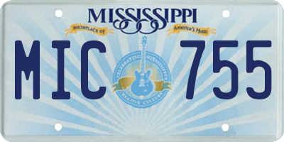 MS license plate MIC755