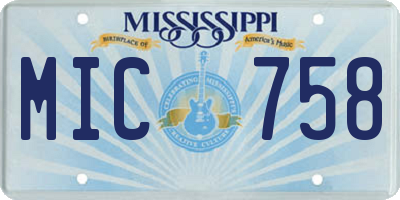 MS license plate MIC758