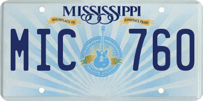 MS license plate MIC760