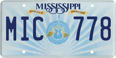 MS license plate MIC778