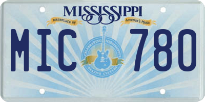 MS license plate MIC780