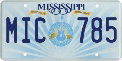 MS license plate MIC785