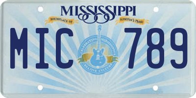 MS license plate MIC789