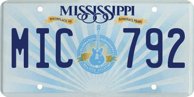 MS license plate MIC792