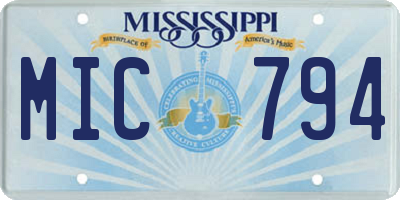 MS license plate MIC794