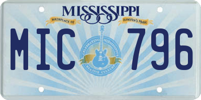 MS license plate MIC796