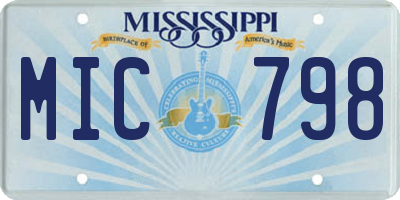 MS license plate MIC798