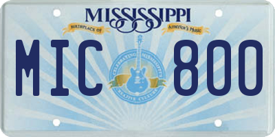 MS license plate MIC800