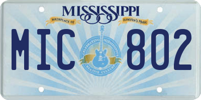 MS license plate MIC802