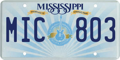 MS license plate MIC803