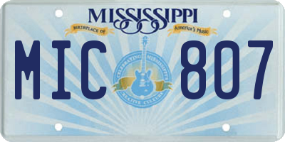 MS license plate MIC807