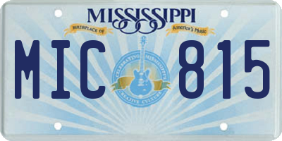 MS license plate MIC815