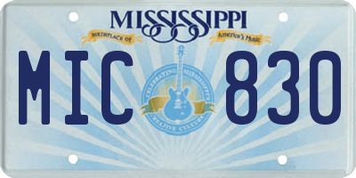 MS license plate MIC830