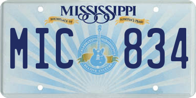 MS license plate MIC834