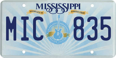 MS license plate MIC835