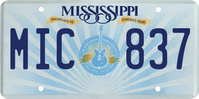 MS license plate MIC837