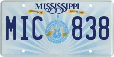 MS license plate MIC838