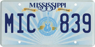 MS license plate MIC839