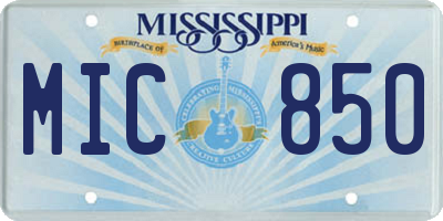 MS license plate MIC850
