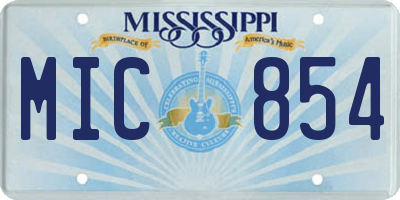 MS license plate MIC854