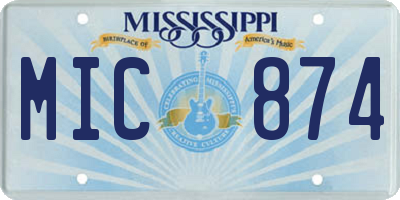 MS license plate MIC874