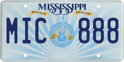 MS license plate MIC888