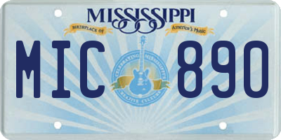 MS license plate MIC890