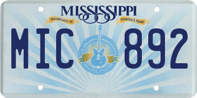 MS license plate MIC892