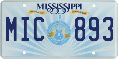 MS license plate MIC893