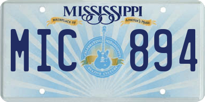 MS license plate MIC894
