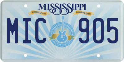 MS license plate MIC905