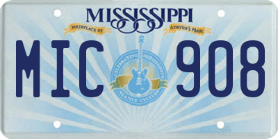 MS license plate MIC908