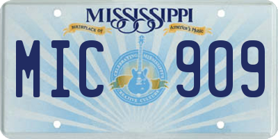 MS license plate MIC909