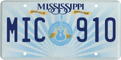 MS license plate MIC910