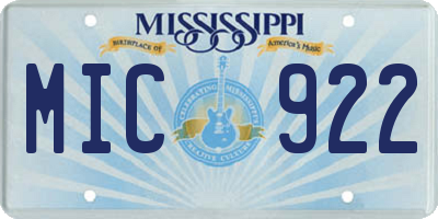 MS license plate MIC922