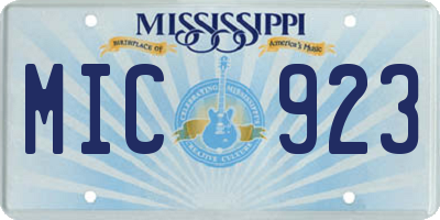 MS license plate MIC923