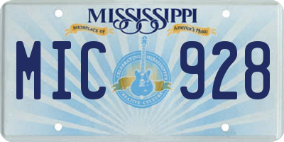 MS license plate MIC928