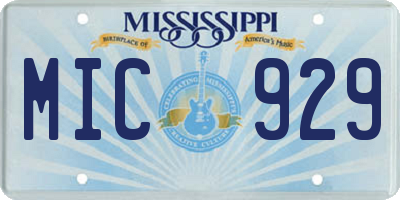 MS license plate MIC929