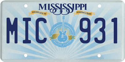 MS license plate MIC931