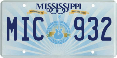 MS license plate MIC932