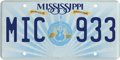 MS license plate MIC933