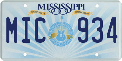 MS license plate MIC934