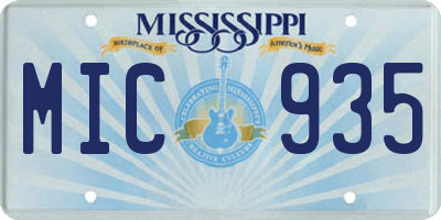 MS license plate MIC935