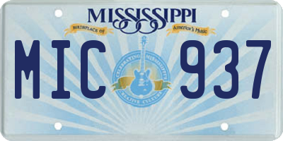 MS license plate MIC937
